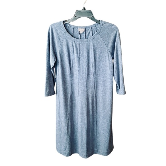 J. Jill Dresses & Skirts - J. Jill 3/4 sleeve stretch knit midi shirt dress seam detail SZ M medium blue